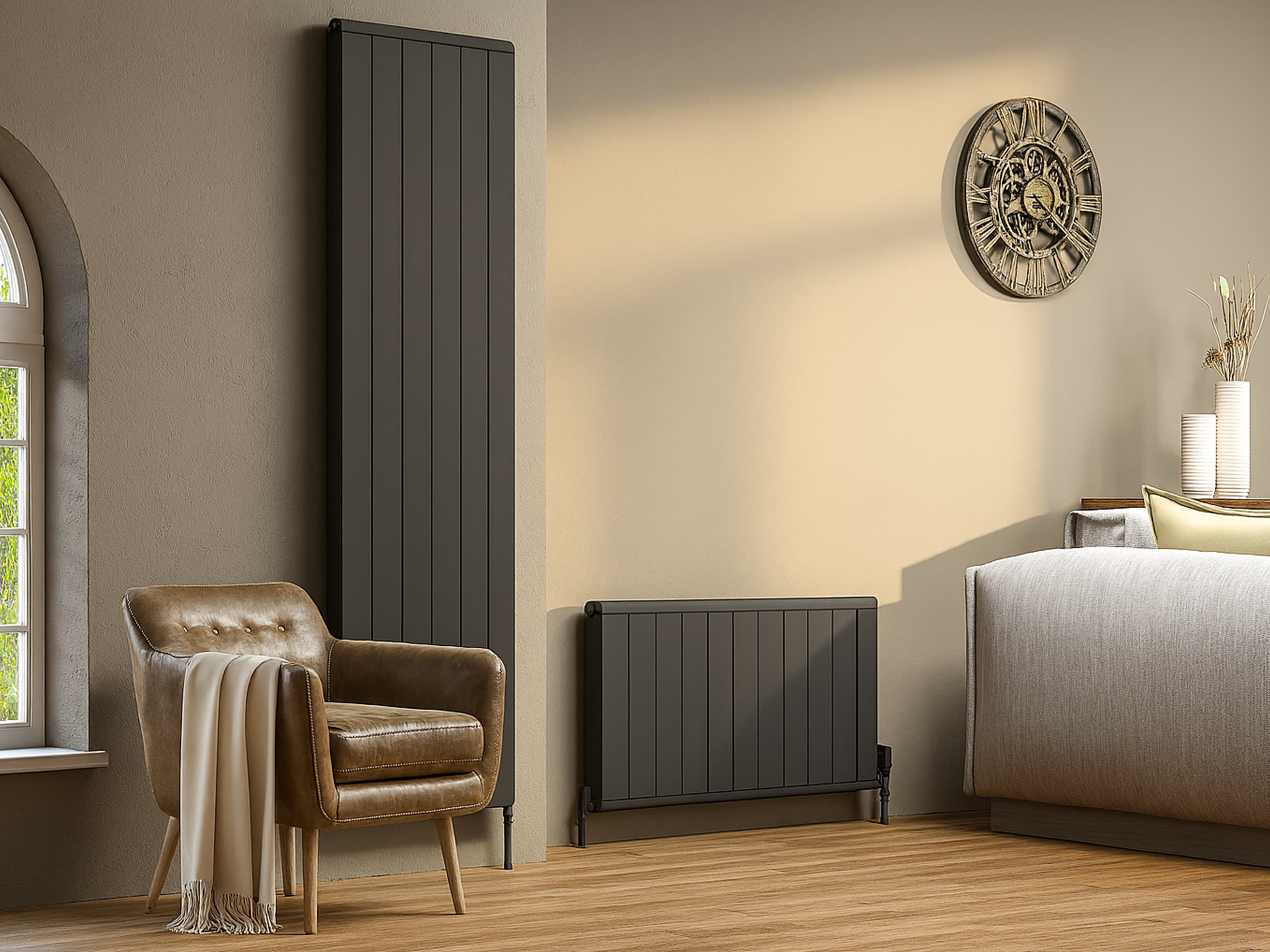 Дизайнерский радиатор LOJIMAX коллекция LOVA LINE 1400x400 мм, Антрацит 