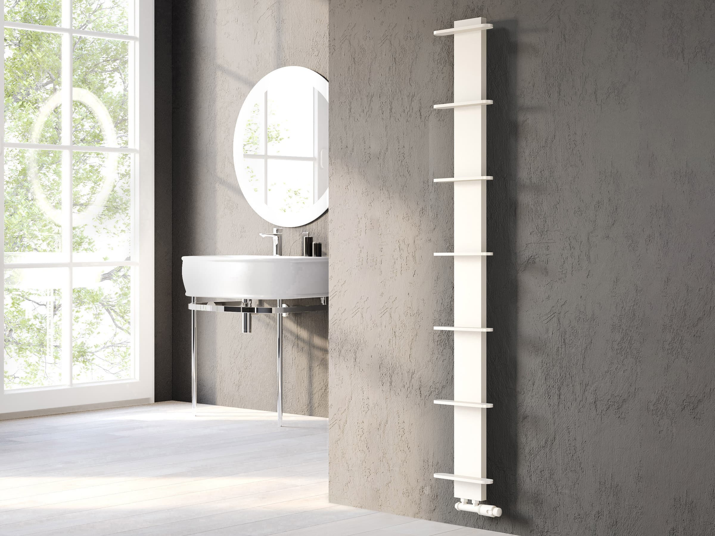 Дизайнерский полотенцесушитель LOJIMAX, коллекция СARETTA Высота 1675 мм. Ширина 250 мм. белый мат