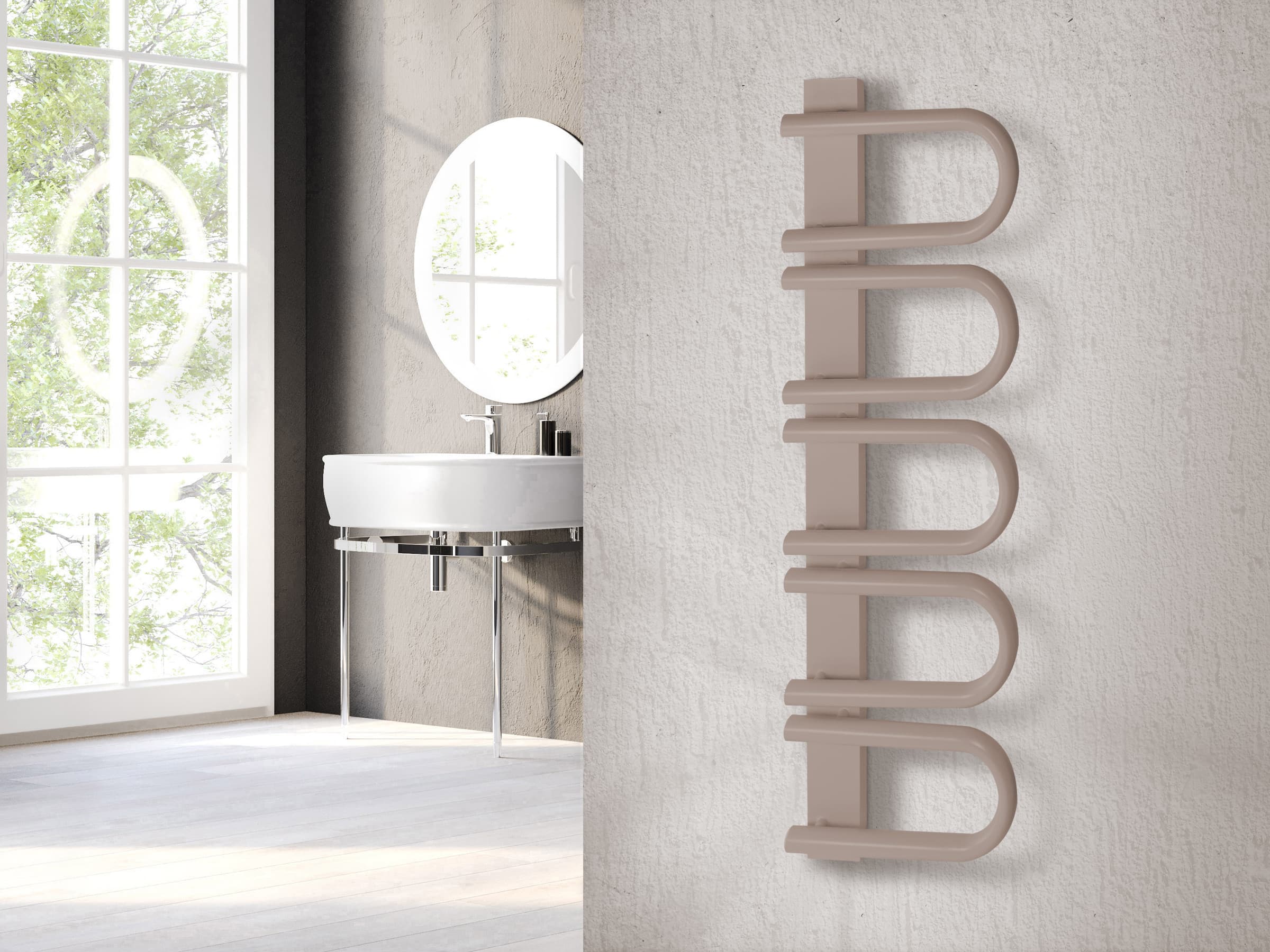 Дизайнерский полотенцесушитель LOJIMAX, коллекция PANA Высота 345 мм. Ширина 520 мм. RAL матовый kiwi