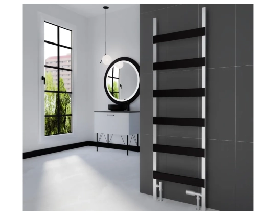 Uscător de prosoape decorativ LOJIMAX, colecția FERRINA LINE Lățime 600 mm. Înălțime 1180 mm. alb mat