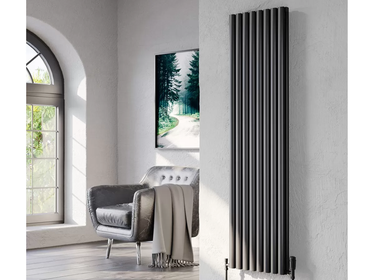 FLOOR STANDING ALUMINUM RADIATOR BELLA DOUBLE LUX высота 300 мм. ширина 286 мм. черный мат