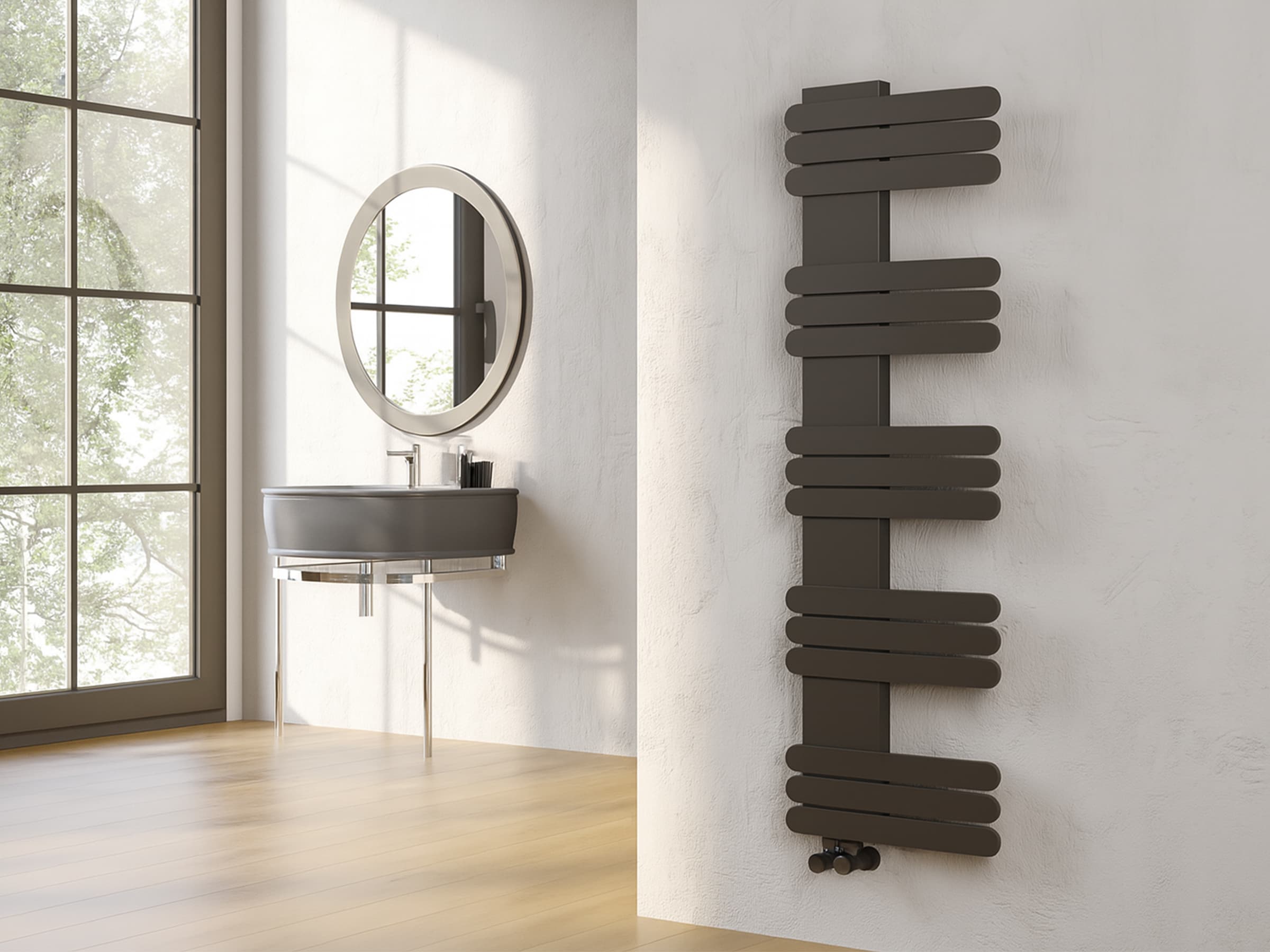 Uscător de prosoape decorativ LOJIMAX, colectia NUMMO inaltimea 1410 mm. latimea 500 mm. antracit mat