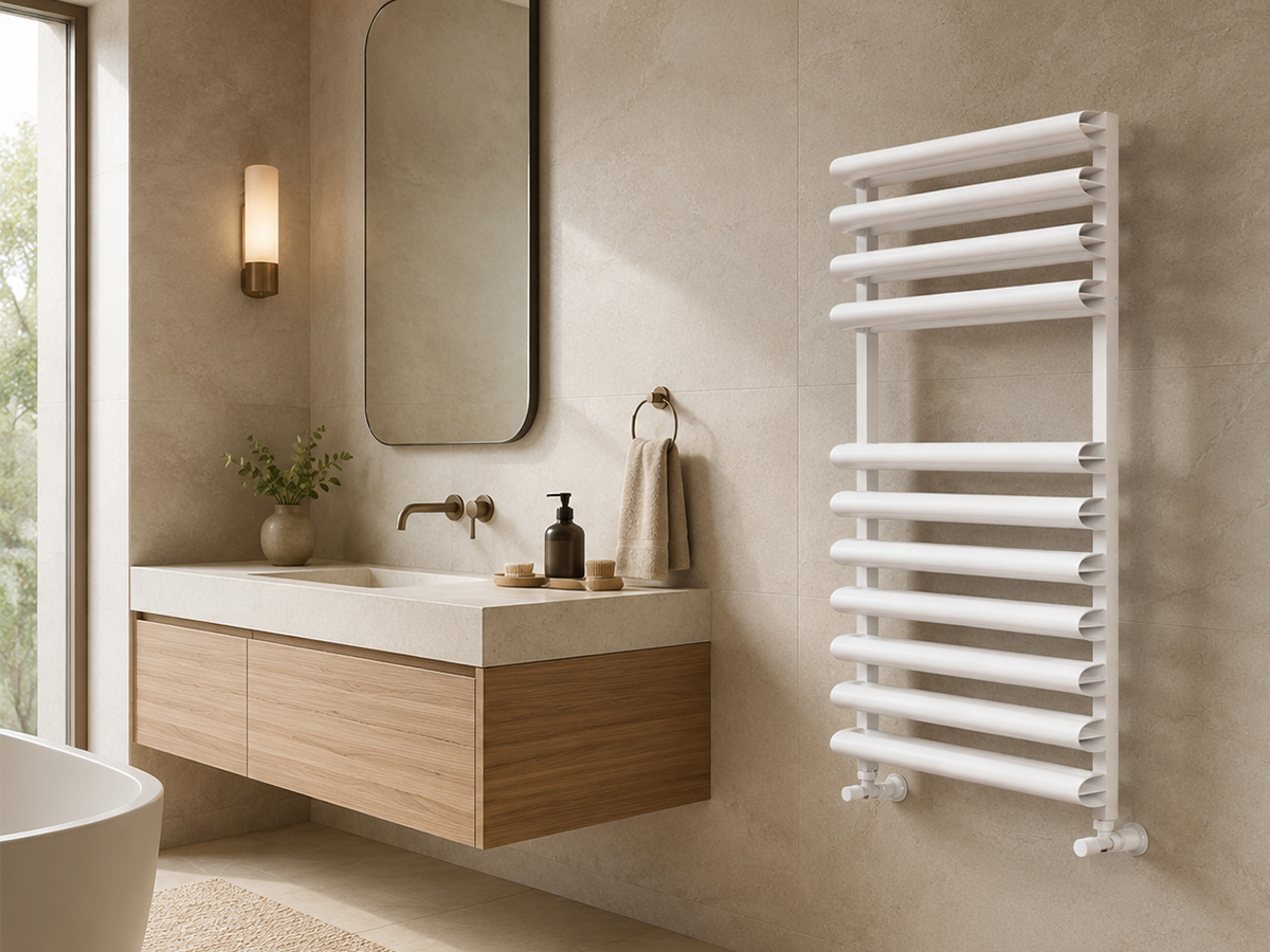Uscător de prosoape de design LOJIMAX colecția PERIDOT 700x500 mm, Alb