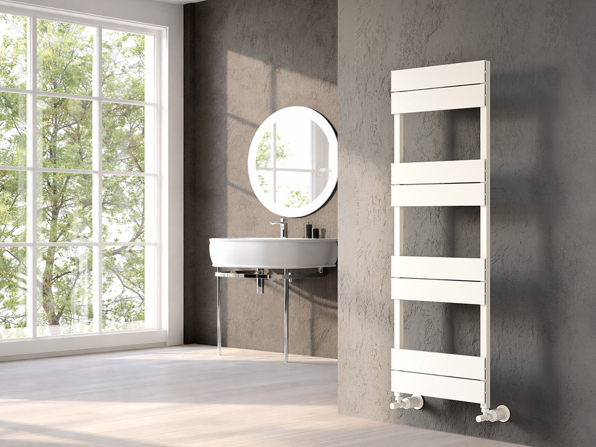 Uscător de prosoape decorativ LOJIMAX, colecția BENOIT LINE Lățime 300 mm. Înălțime 860 mm. alb mat