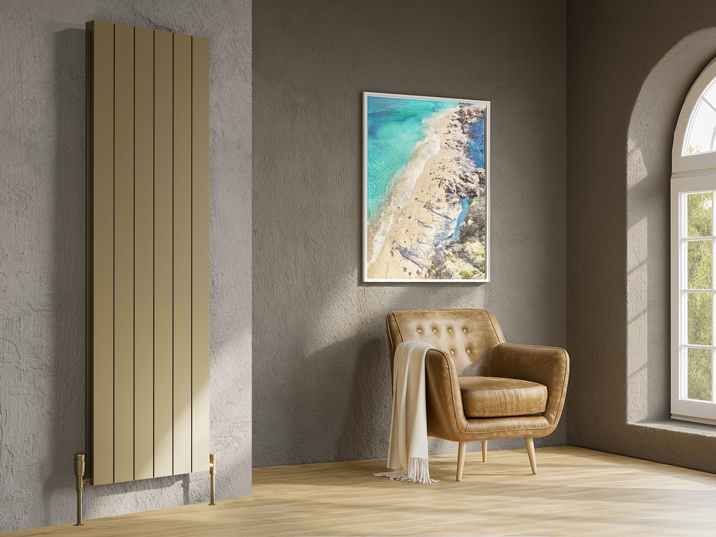 Calorifer decorativ  LOJIMAX colecția KALSEDON DOUBLE 1800x375 mm, GOLD SATIN