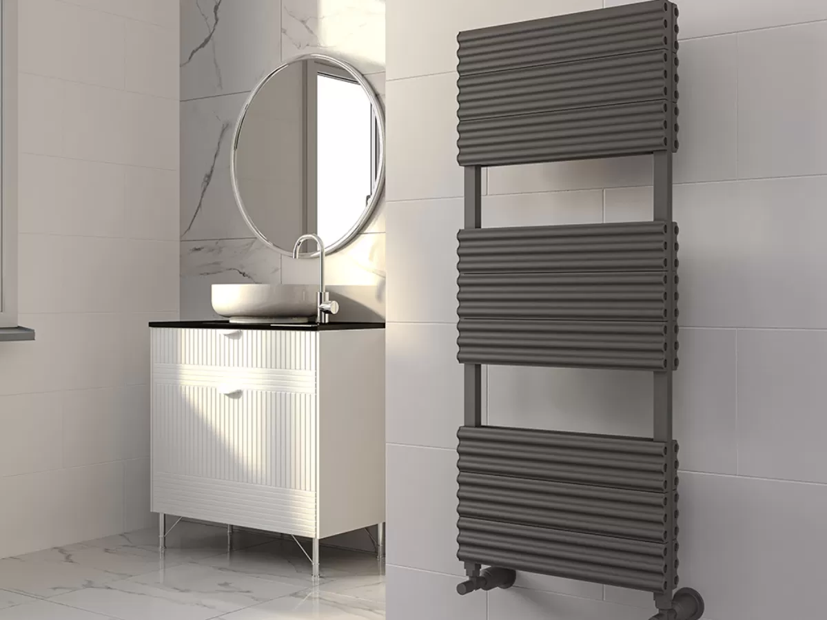 Uscător de prosoape decorativ LOJIMAX, colecția SIRIUS DOUBLE Lățime 300 mm. Înălțime 750 mm. alb mat