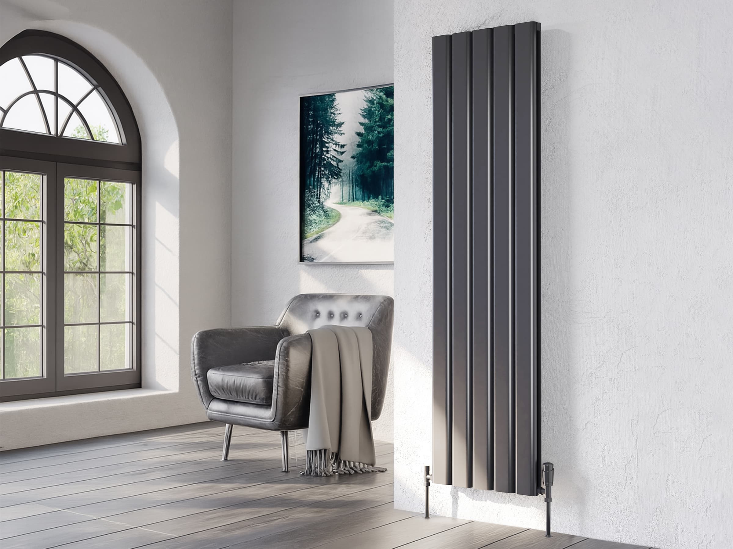 Дизайнерский радиатор LOJIMAX, коллекция  DIAMOND DOUBLE высота 1800 мм. ширина 796 мм. антрацит мат