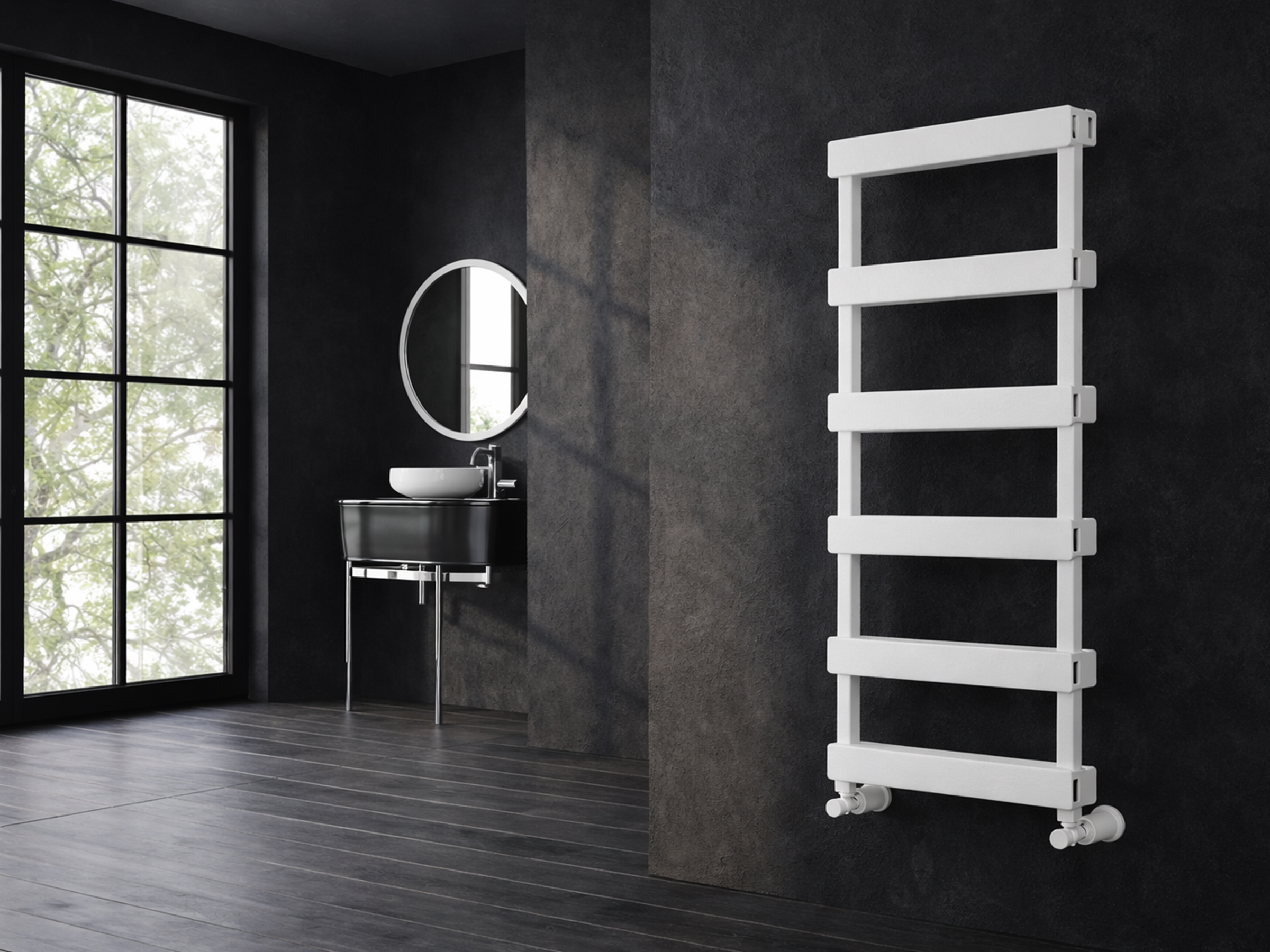 Uscător de prosoape de design LOJIMAX colecția FABIO 1200x400 mm, Alb