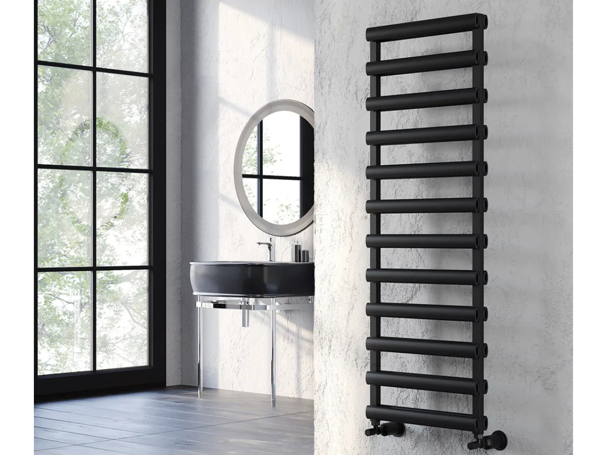 Uscător de prosoape decorativ LOJIMAX, colecția TALIA DOUBLE STYLE Lățime 300 mm. Înălțime 570 mm. negru mat