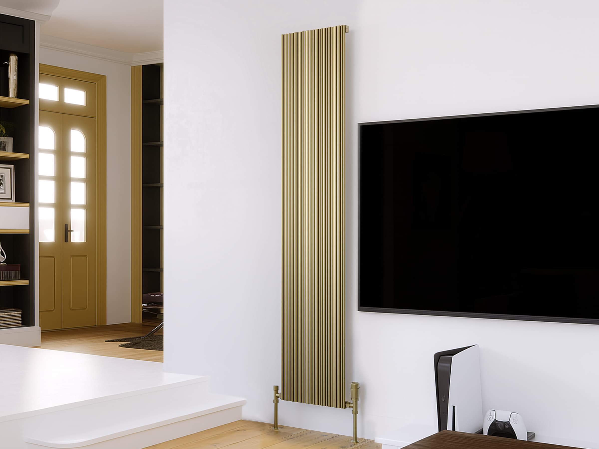 Calorifer decorativ LOJIMAX, colectia BAMBOO inaltimea 300 mm. latimea 239 mm. BRONZE MATT ANODISING