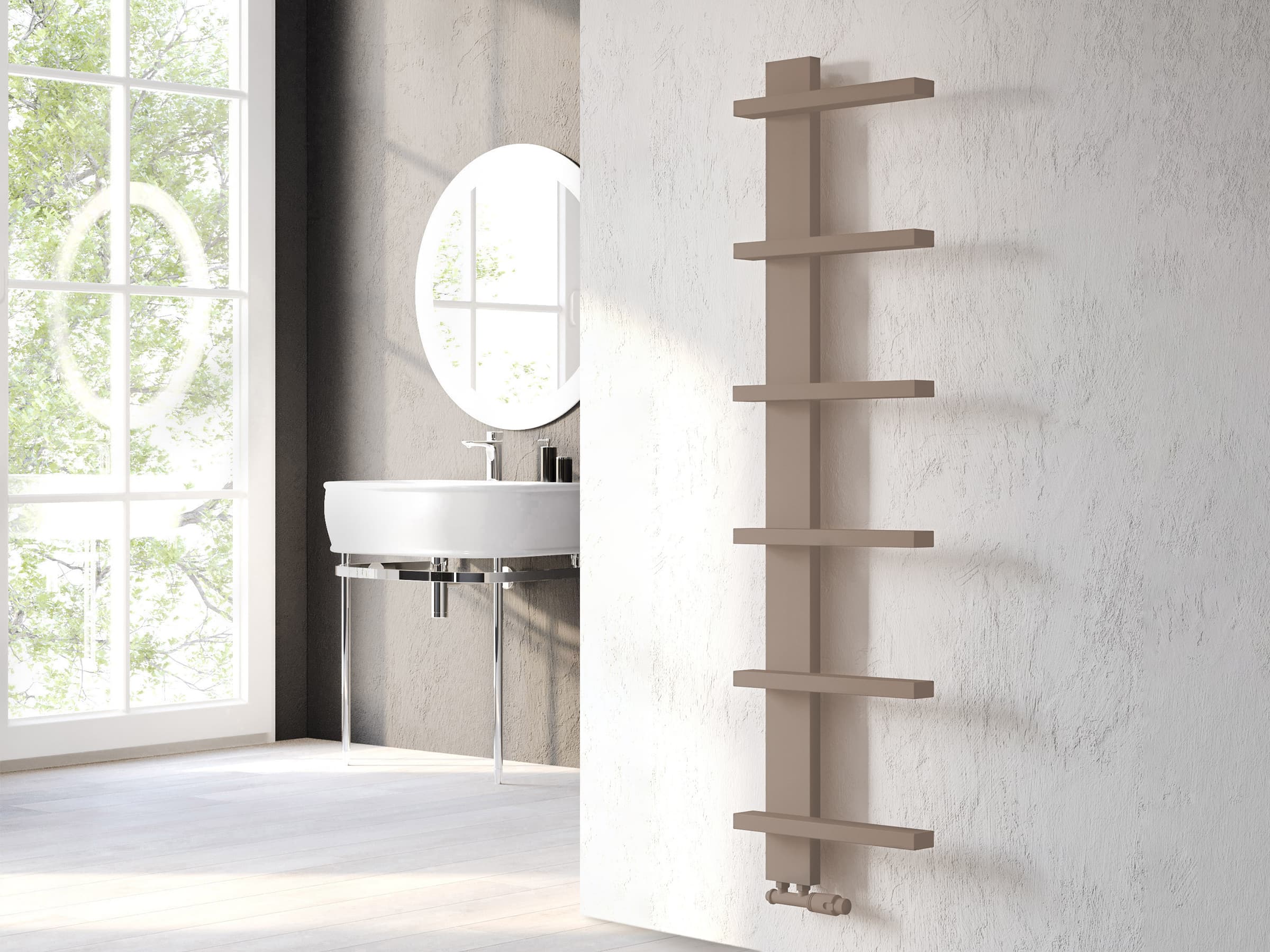 Uscător de prosoape decorativ LOJIMAX, colectia LION inaltimea 1055 mm. latimea 300 mm. RAL kiwi mat