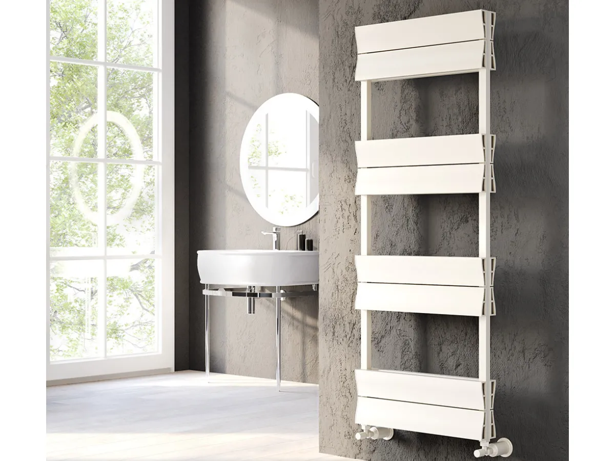 Uscător de prosoape decorativ LOJIMAX, colecția DUAL LINE DOUBLE Lățime 400 mm. Înălțime 1750 mm. negru mat