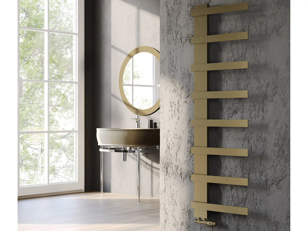 Uscător de prosoape decorativ LOJIMAX, colecția KAUNOS STYLE Lățime 340 mm. Înălțime 450 mm. negru mat