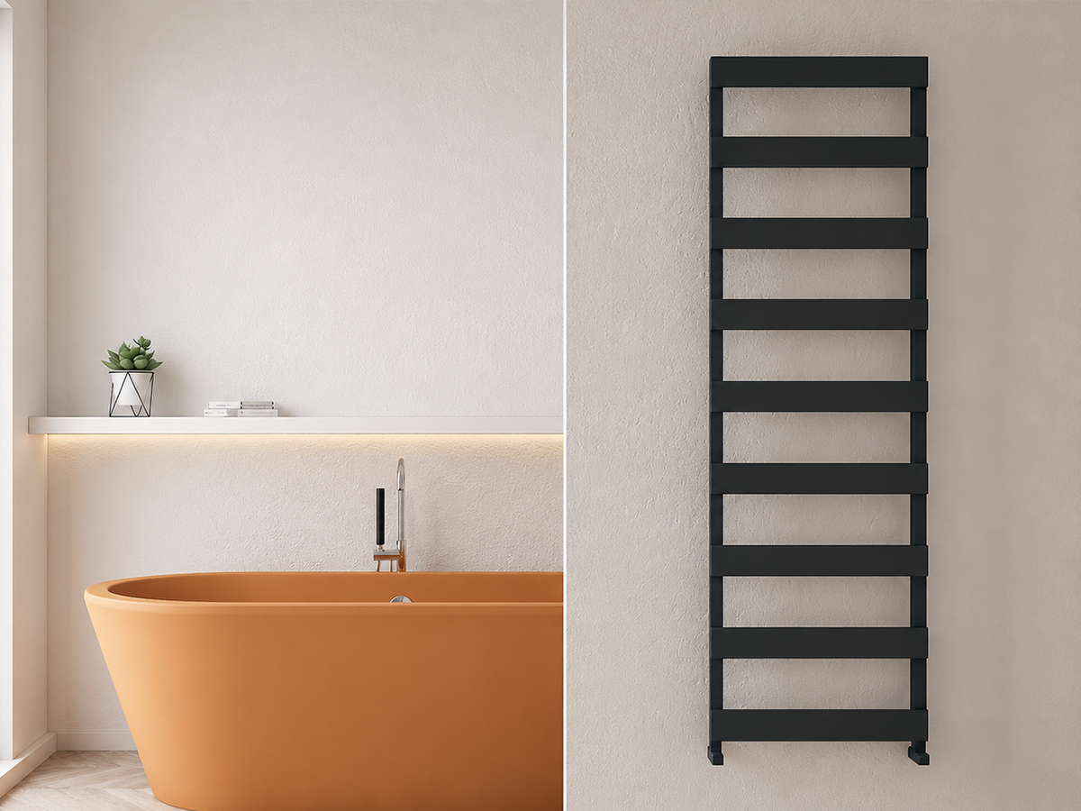 Uscător de prosoape de design CARISA, colecția NINOVA BATH, 1180x500 mm, NEGRU