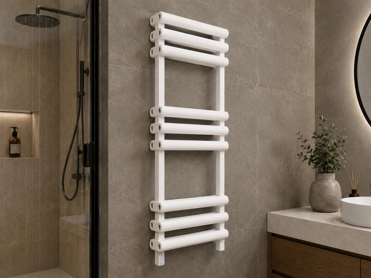 Uscător de prosoape de design LOJIMAX colecția VERO 1200x500 mm, Alb