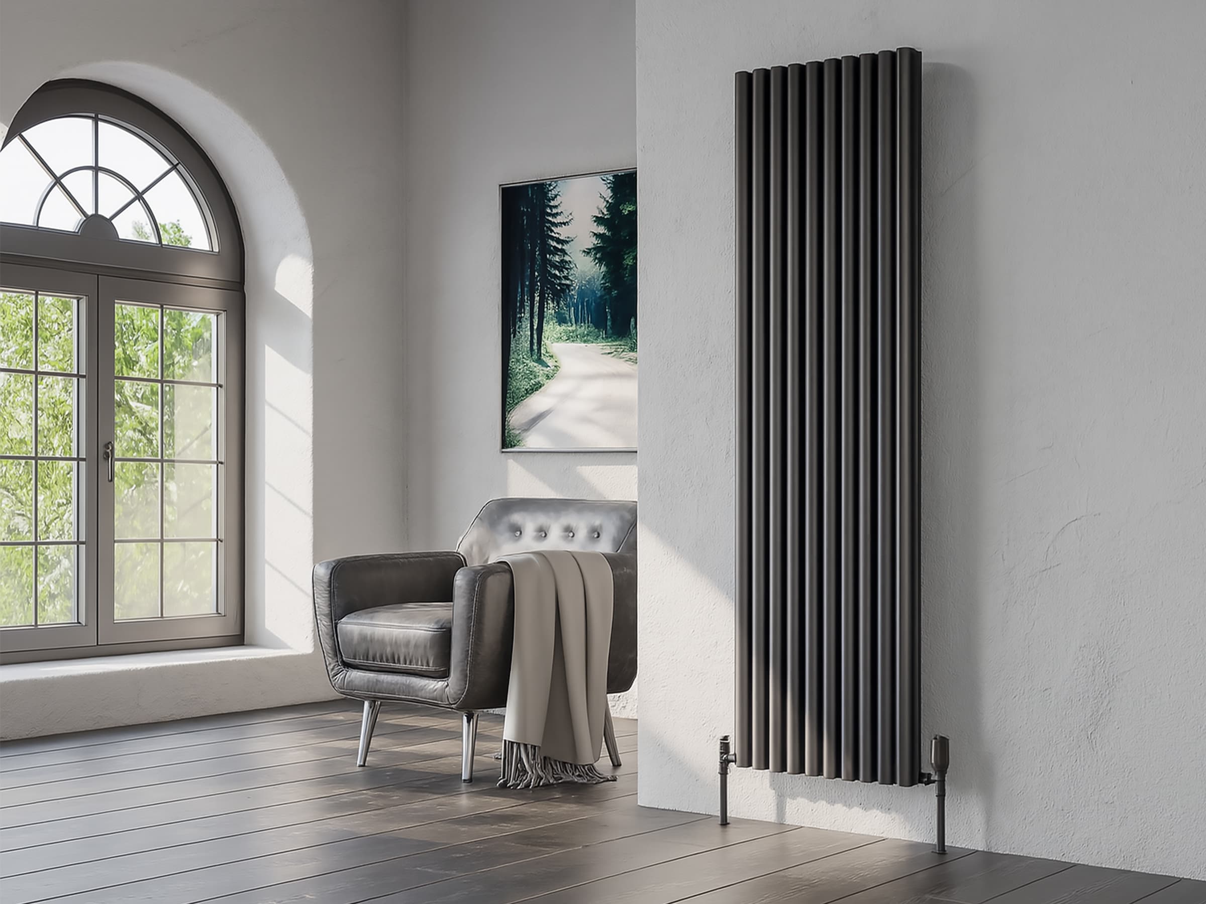 Calorifer decorativ LOJIMAX, colectie BELLA DOUBLE 300 mm. 1289 mm. negru mat