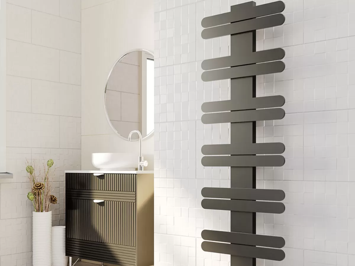 Uscător de prosoape decorativ LOJIMAX, colecția BALLOSS LINE Lățime 400 mm. Înălțime 500 mm. alb mat
