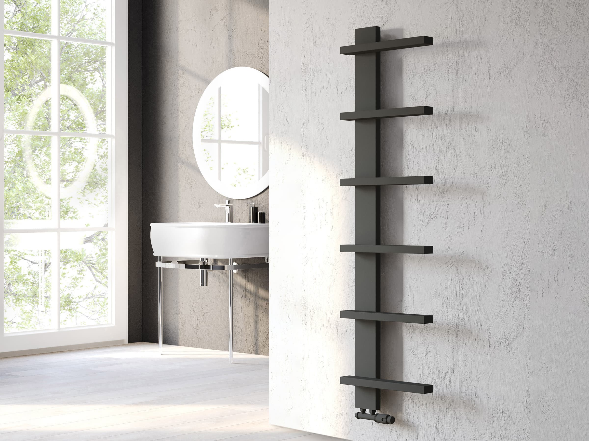 Uscător de prosoape decorativ LOJIMAX, colectia LION inaltimea 485 mm. latimea 300 mm. antracit mat