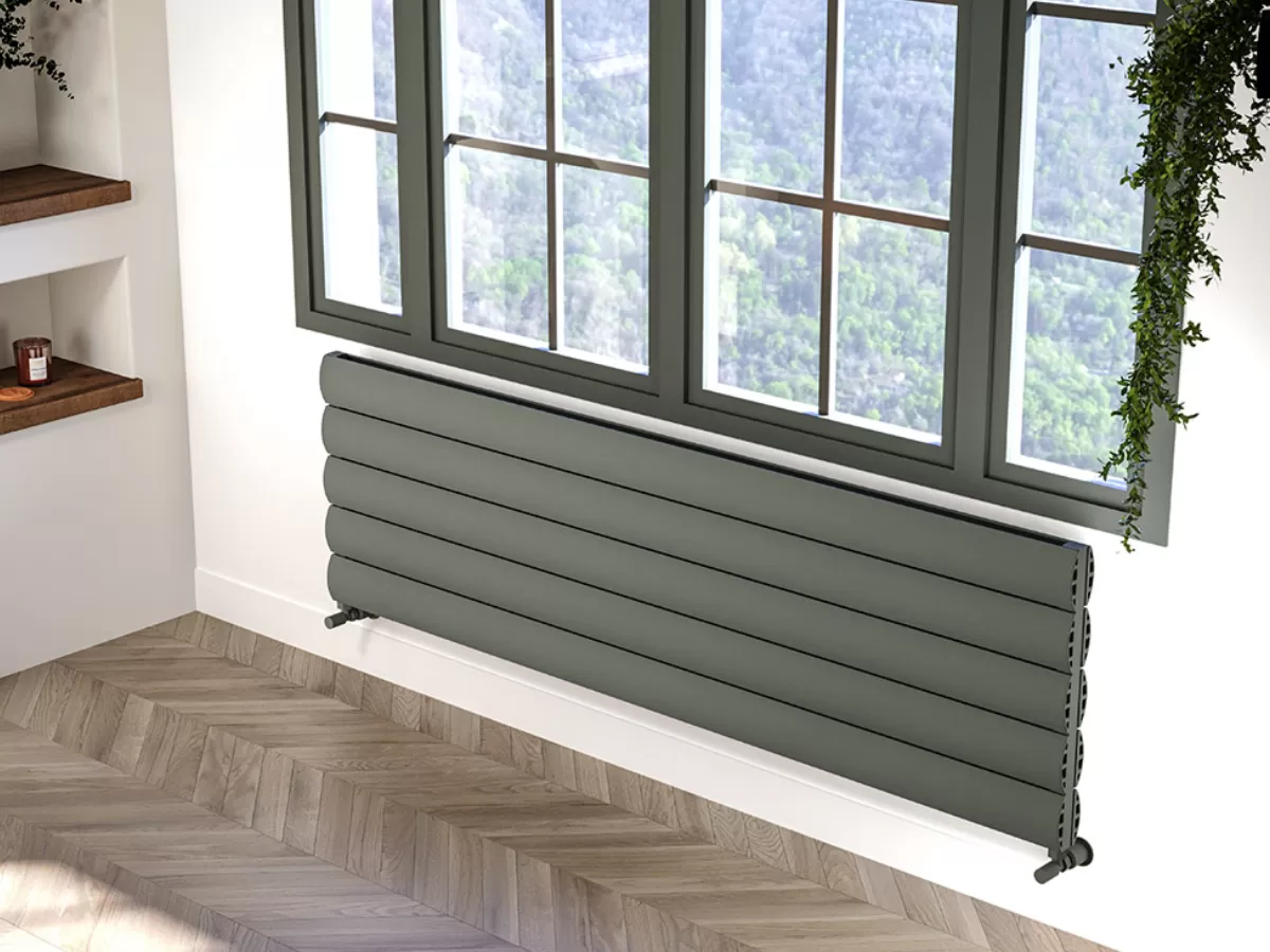 ALUMINUM HORIZONTAL RADIATOR OTIS DOUBLE HRZ inaltimea 1700 mm. latimea 516 mm. negru mat