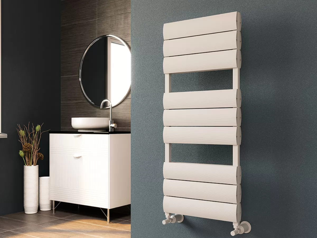 Uscător de prosoape decorativ LOJIMAX, colecția EMERALD DOUBLE Lățime 300 mm. Înălțime 755 mm. alb mat