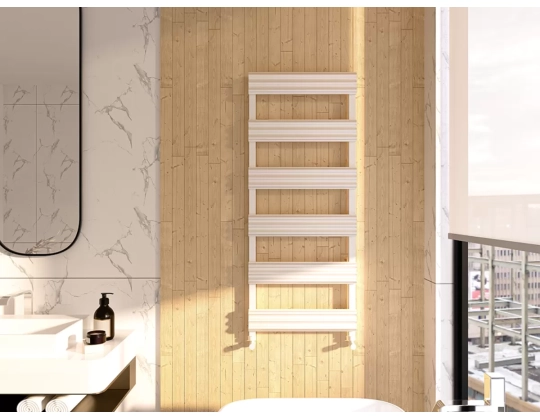 Uscător de prosoape decorativ LOJIMAX, colecția SIRIUS STYLE Lățime 400 mm. Înălțime 700 mm. negru mat
