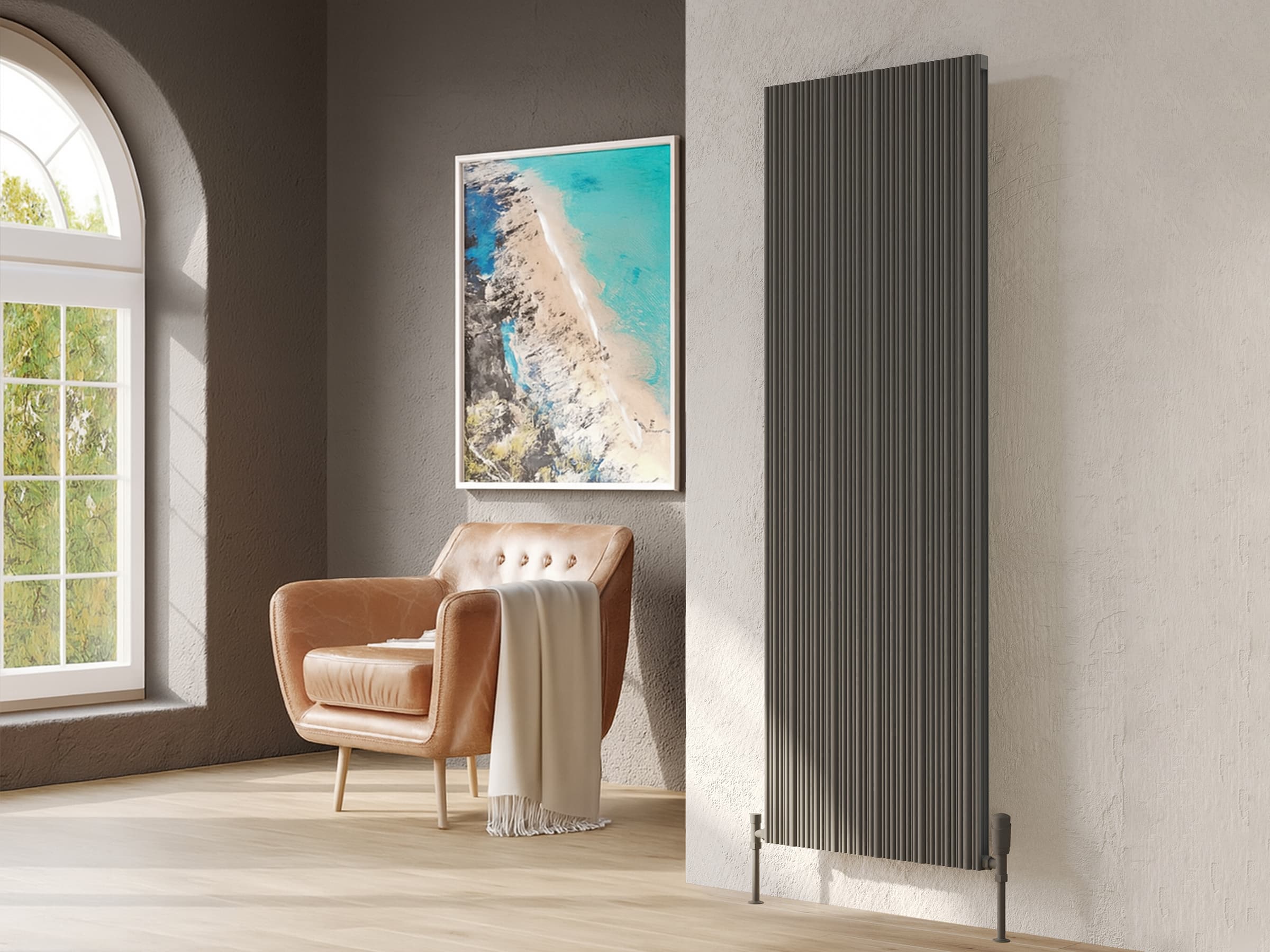 Calorifer decorativ LOJIMAX, colectia BAMBOO DOUBLE inaltimea 300 mm. latimea 239 mm. antracit mat