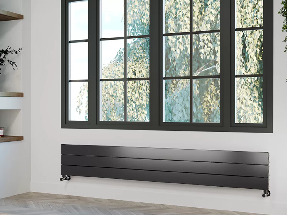 ALUMINUM HORIZONTAL RADIATOR FLAT HRZ inaltimea 800 mm. latimea 294 mm. negru mat