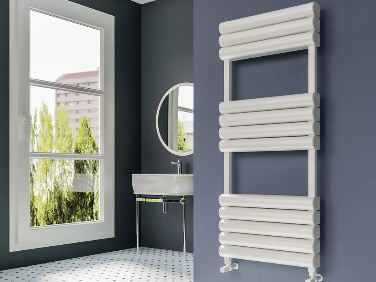 Uscător de prosoape decorativ LOJIMAX, colecția COPPA PLUS Lățime 300 mm. Înălțime 670 mm. alb mat