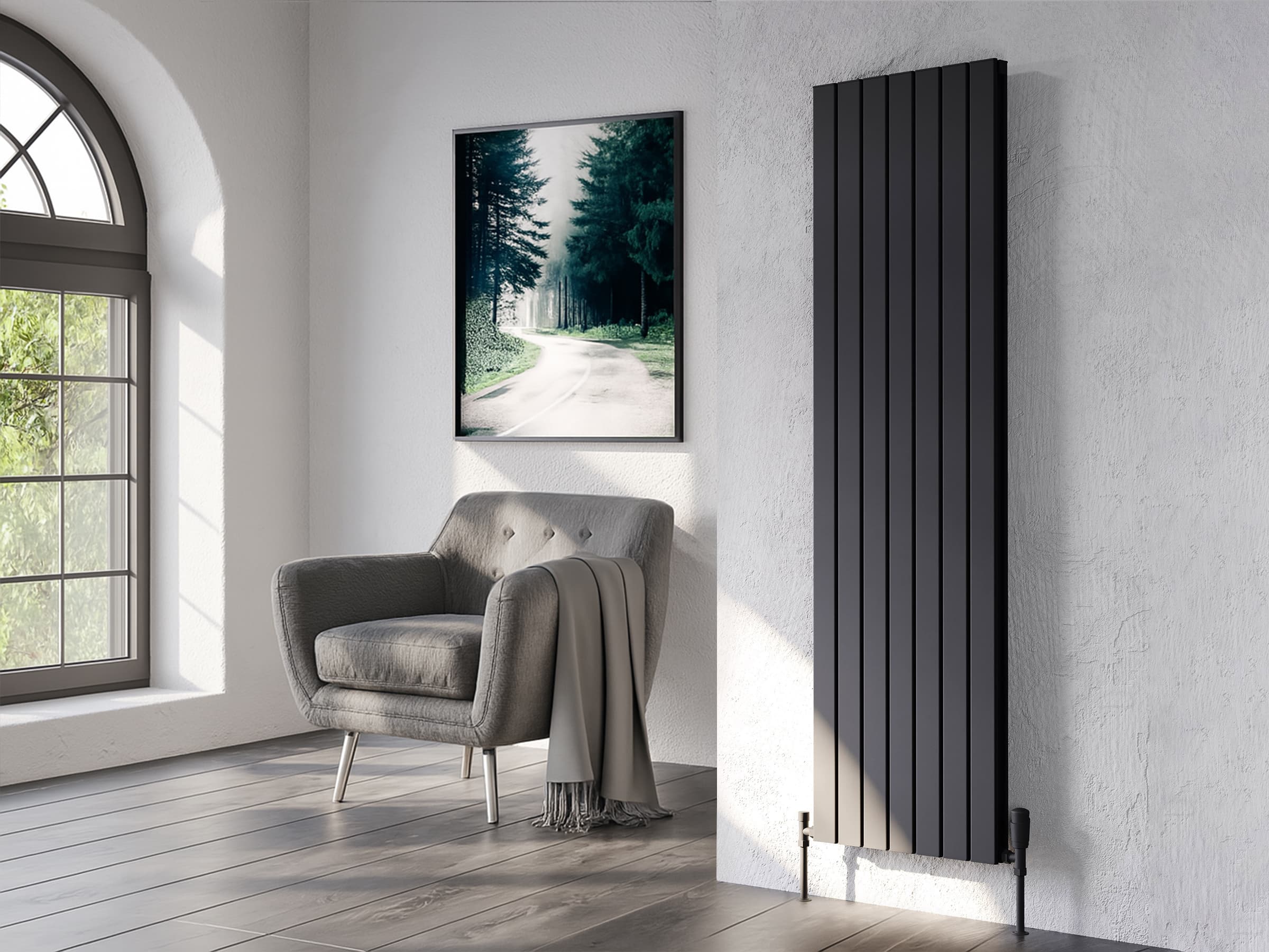 Дизайнерский радиатор LOJIMAX коллекция ROYAL DOUBLE 1400x366 мм, Черный