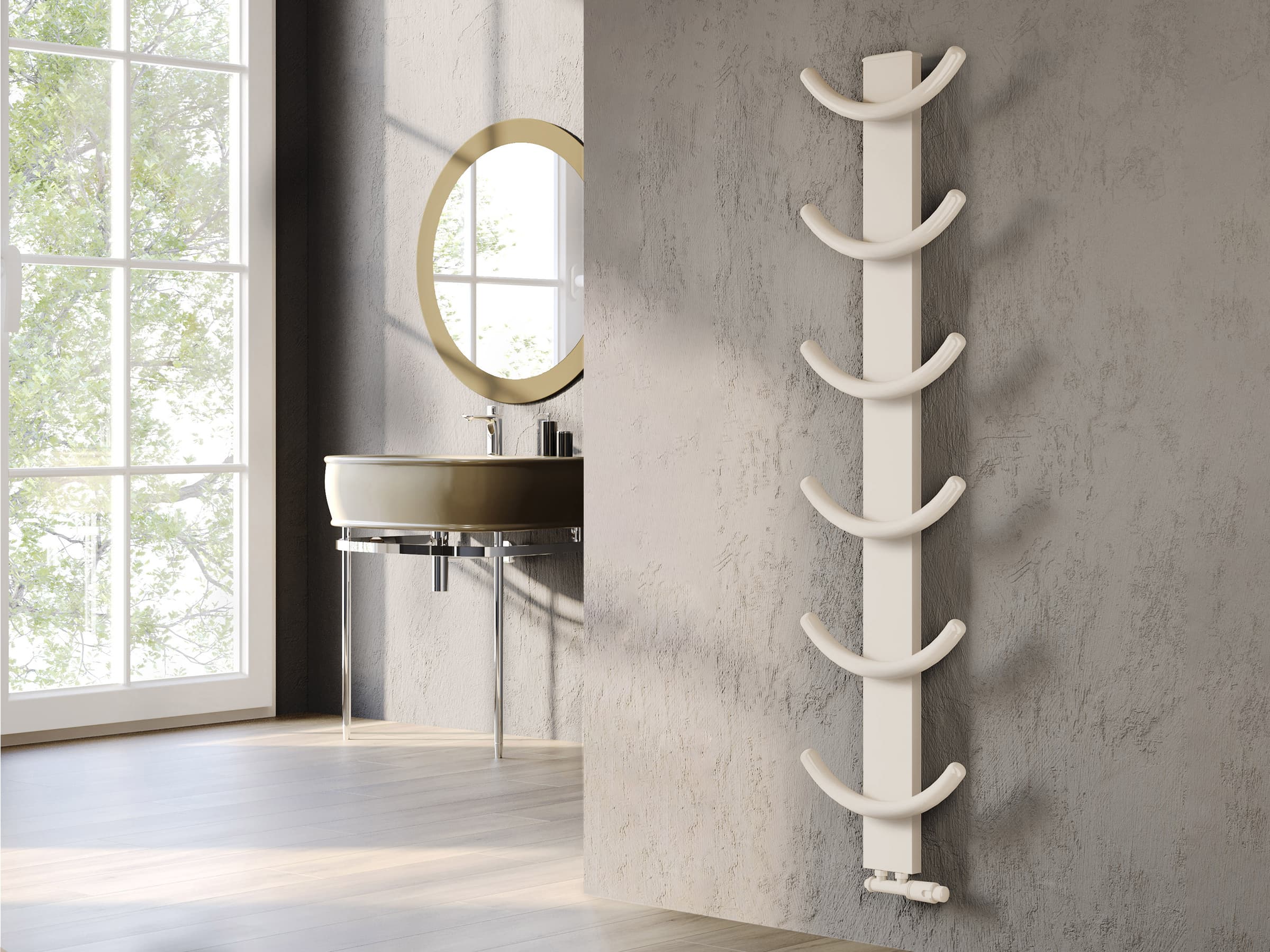 Uscător de prosoape decorativ LOJIMAX, colectia OXY inaltimea 460 mm. latimea 400 mm. RAL luciu Lemon