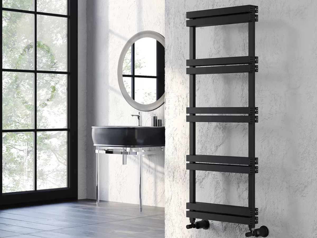Uscător de prosoape decorativ LOJIMAX, colecția QUARTZ LINE Lățime 300 mm. Înălțime 700 mm. alb mat