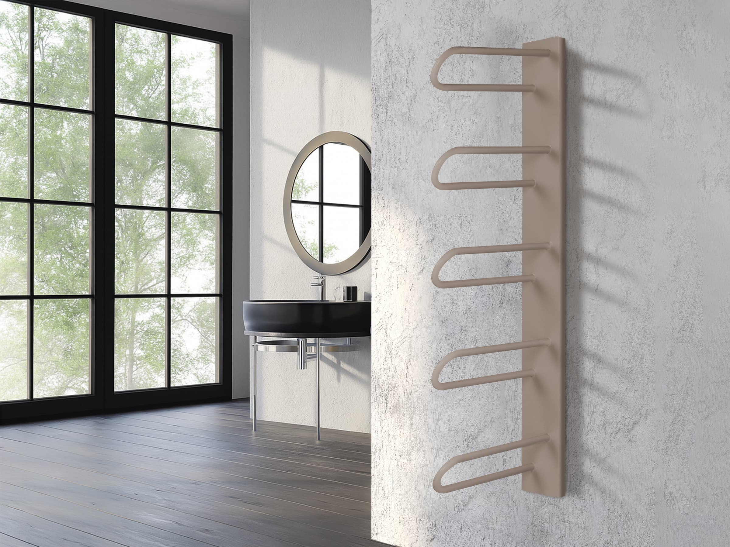 Дизайнерский полотенцесушитель LOJIMAX, коллекция PRUSIAS Высота 700 мм. Ширина 400 мм. RAL матовый kiwi