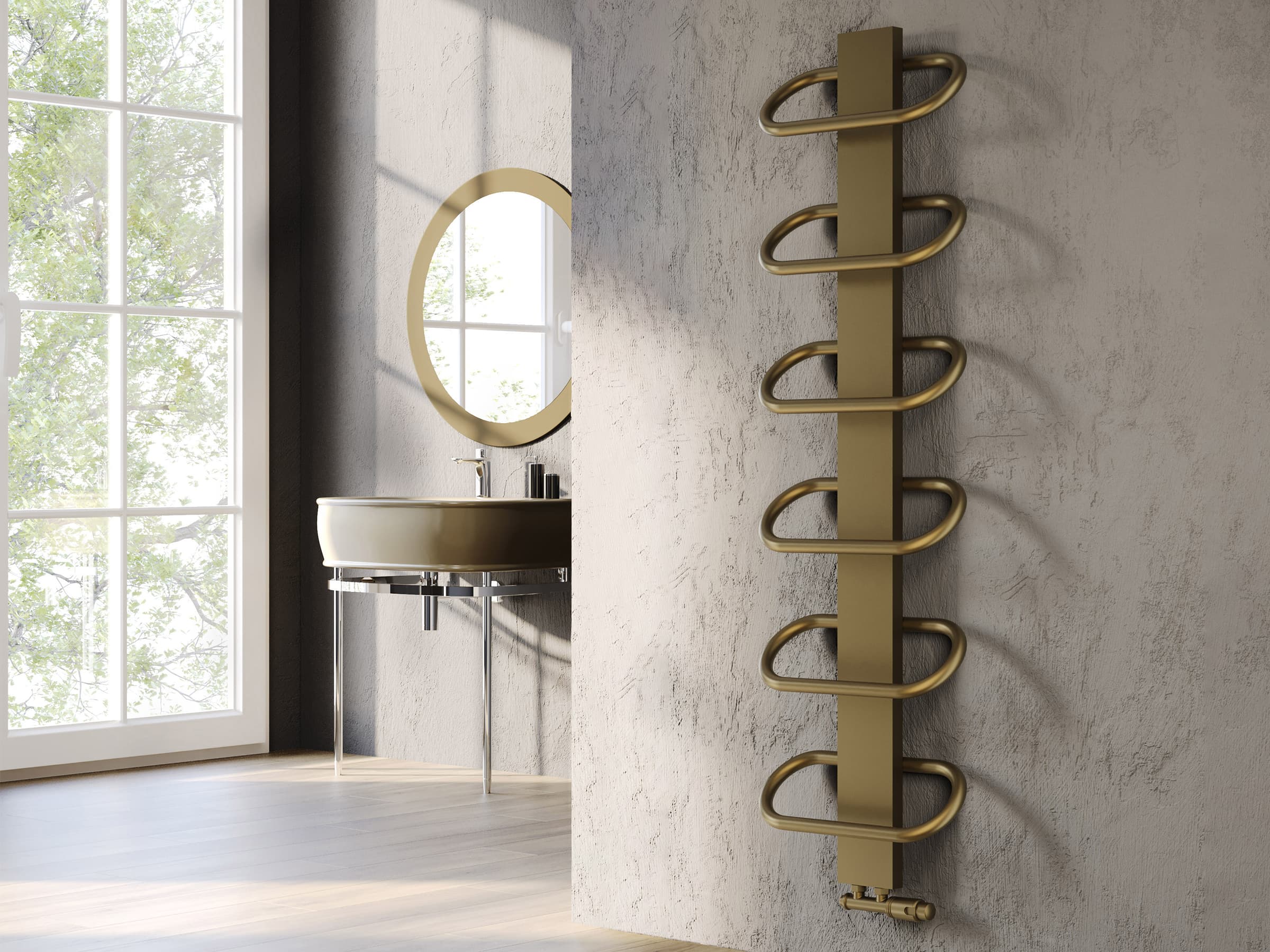 Uscător de prosoape decorativ LOJIMAX, colectia PEARL inaltimea 530 mm. latimea 400 mm. RAL MY-512 luciu