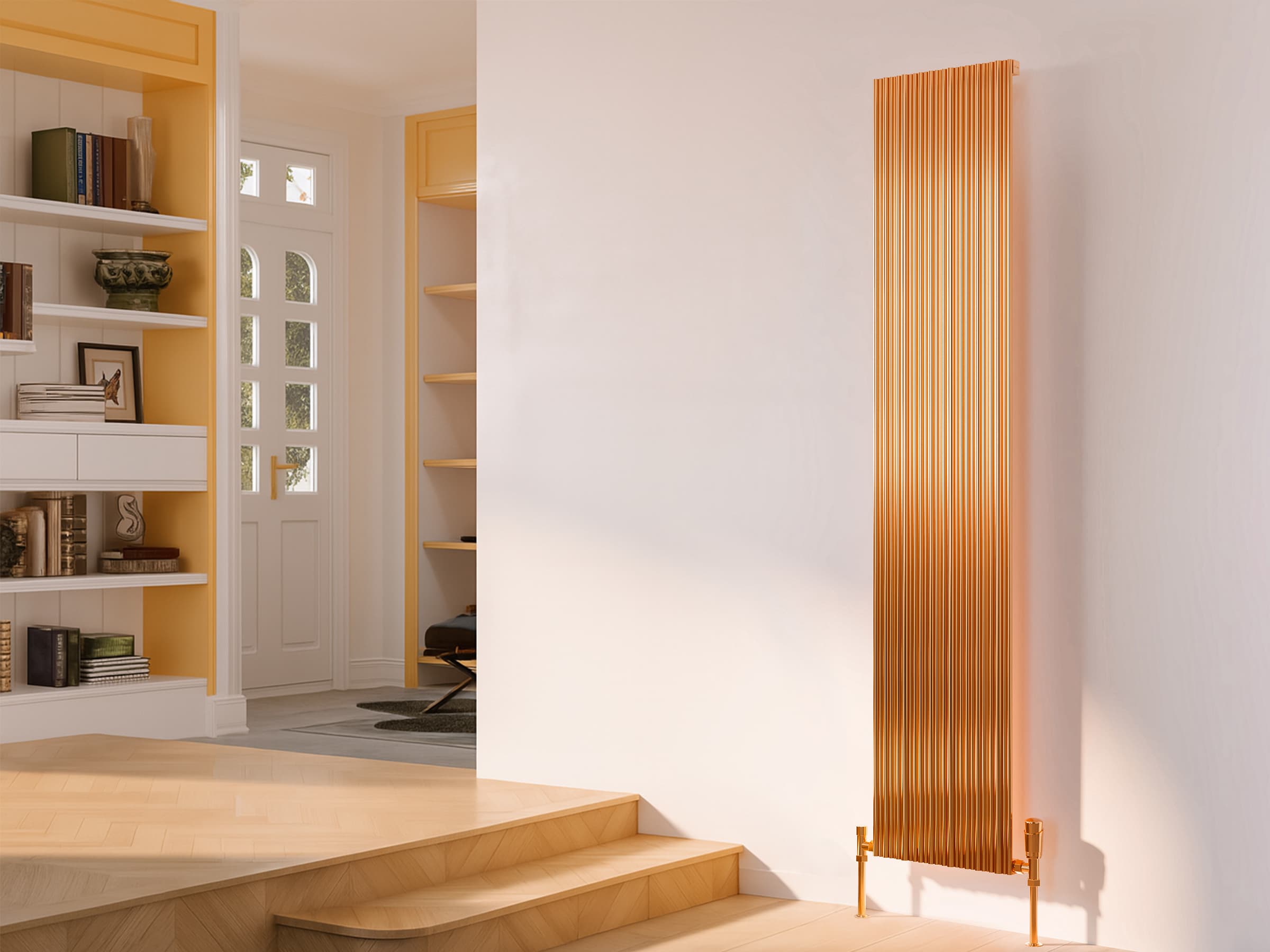 Calorifer decorativ LOJIMAX, colectia BAMBOO inaltimea 300 mm. latimea 239 mm. COPPER MATT ANODISING