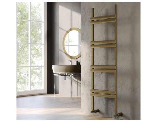 Uscător de prosoape decorativ LOJIMAX, colecția POSSIA DOUBLE LINE Lățime 400 mm. Înălțime 850 mm. negru mat