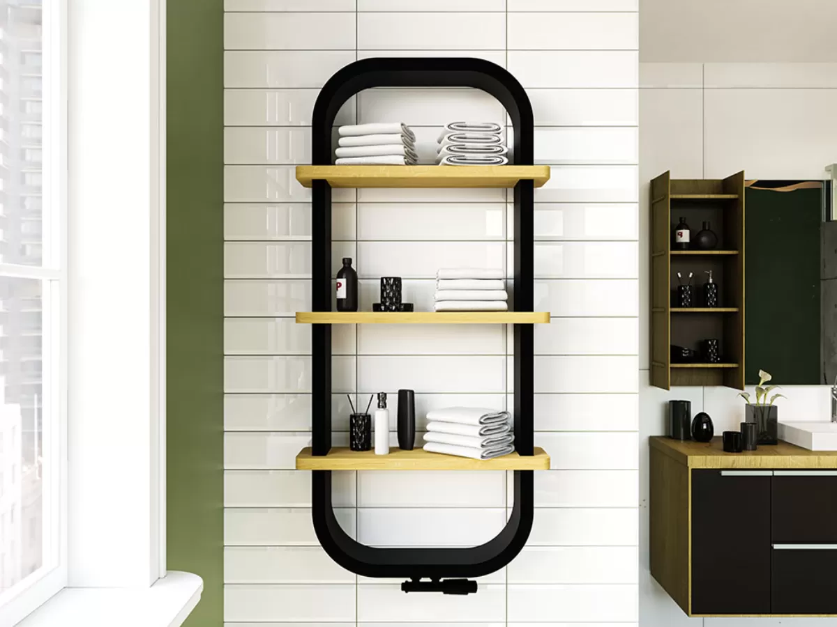 Uscător de prosoape decorativ LOJIMAX, colecția BOLITA Lățime 525 mm. Înălțime 500 mm. alb mat