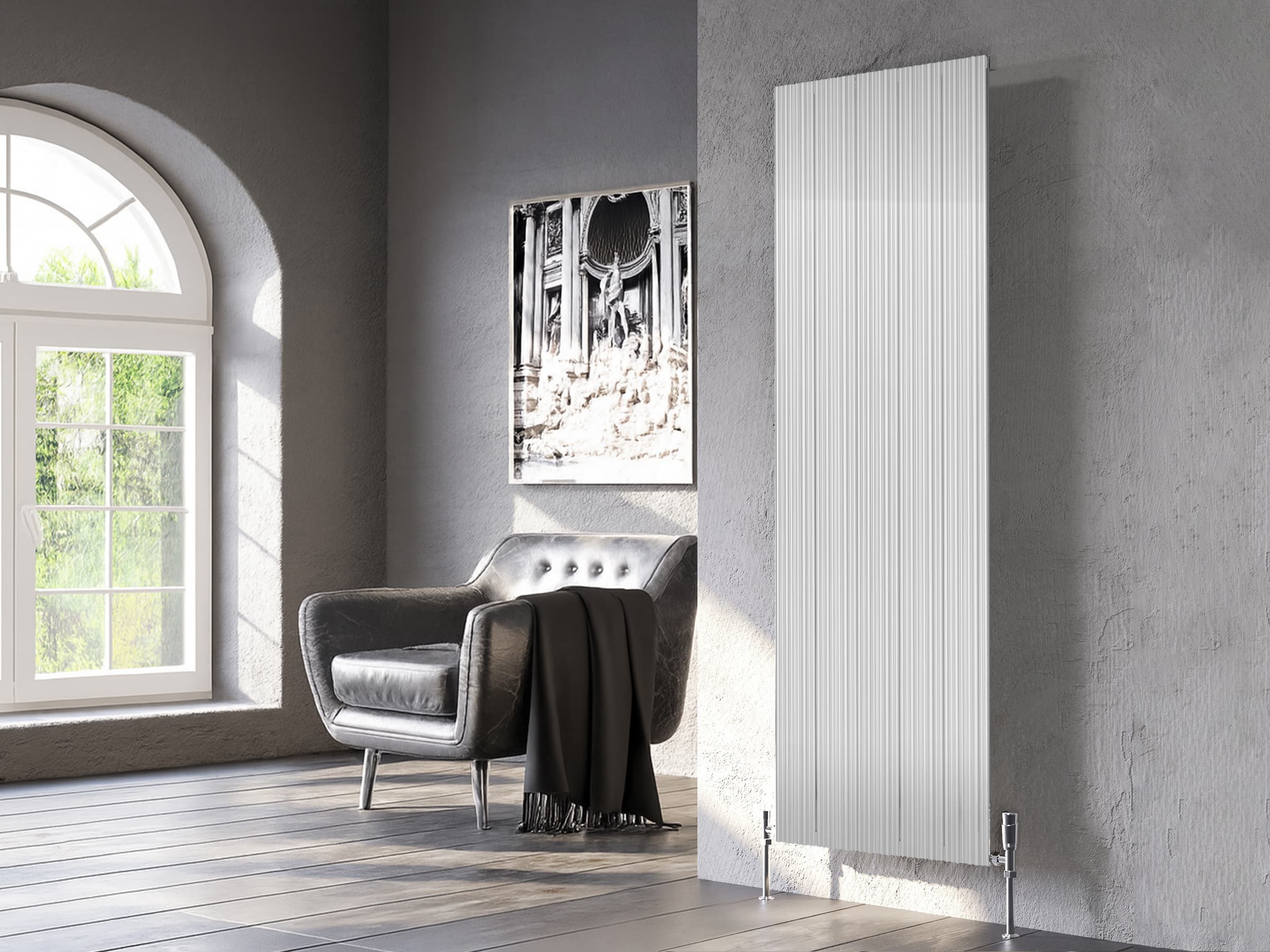 Calorifer decorativ LOJIMAX, colectia BAMBOO inaltimea 900 mm. latimea 479 mm. INOX MATT ANODISING