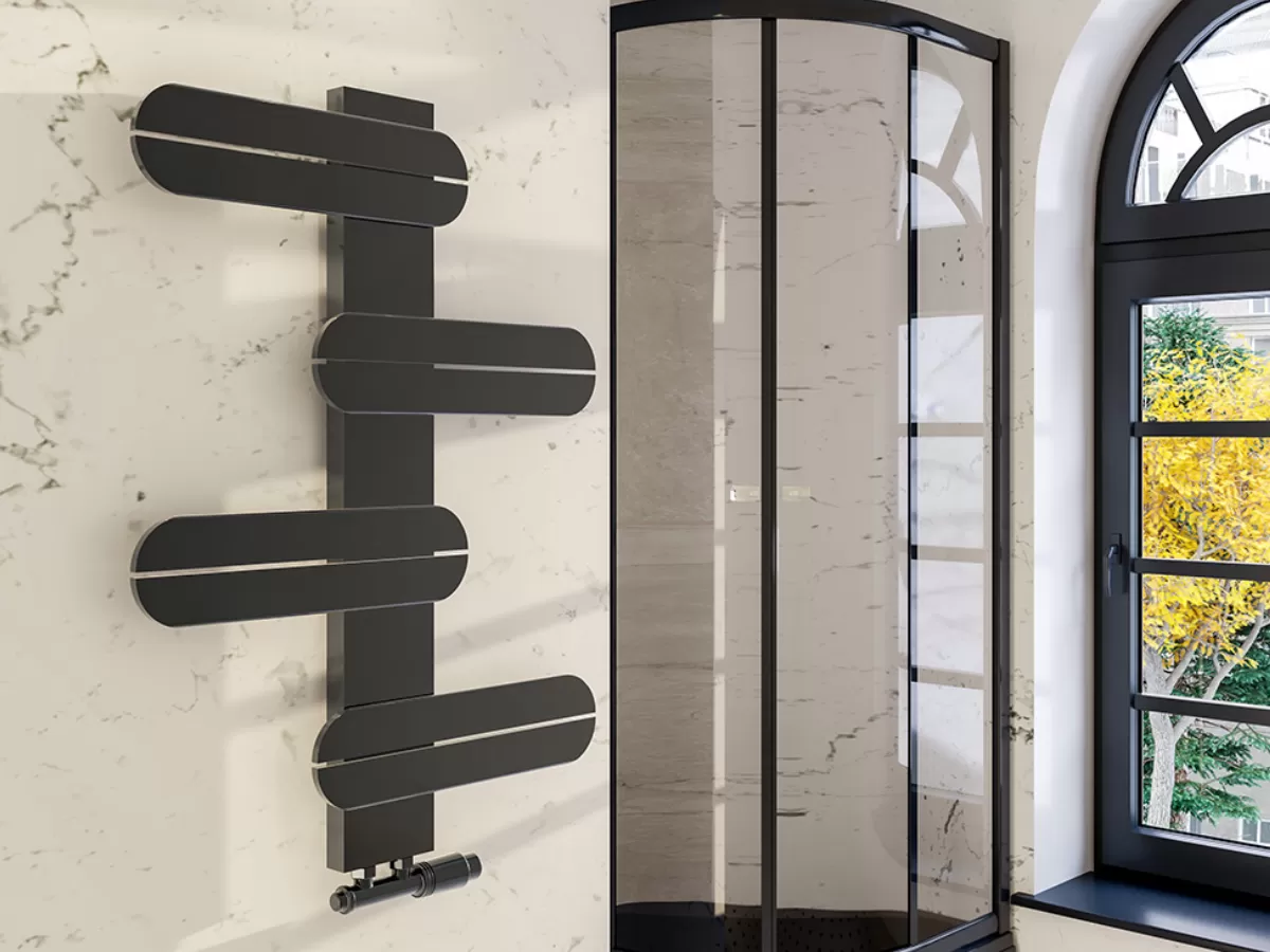 Uscător de prosoape decorativ LOJIMAX, colecția RONDI Lățime 400 mm. Înălțime 500 mm. alb mat
