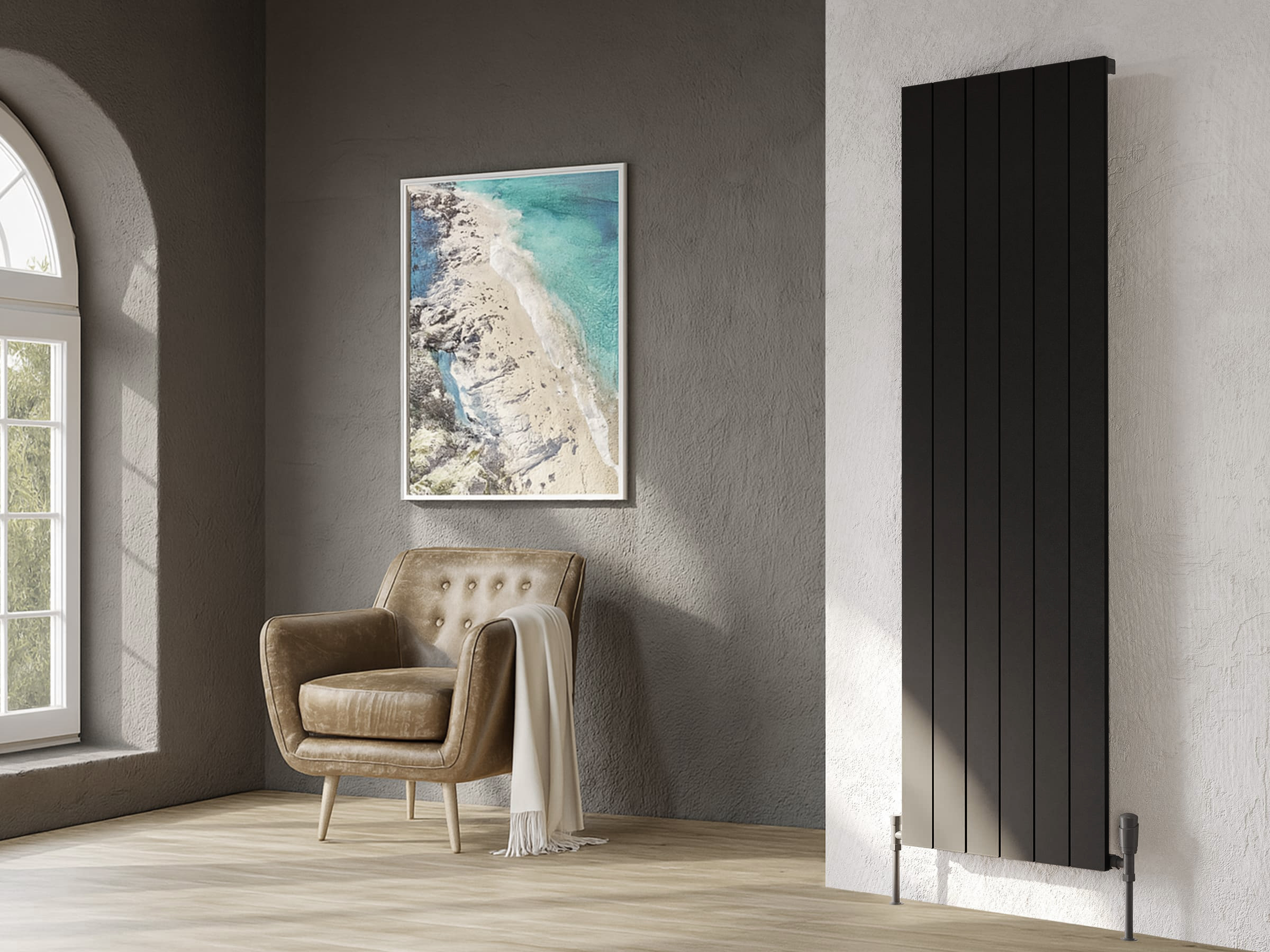 Calorifer decorativ LOJIMAX, colectie KALSEDON 800 mm. 1230 mm. negru mat