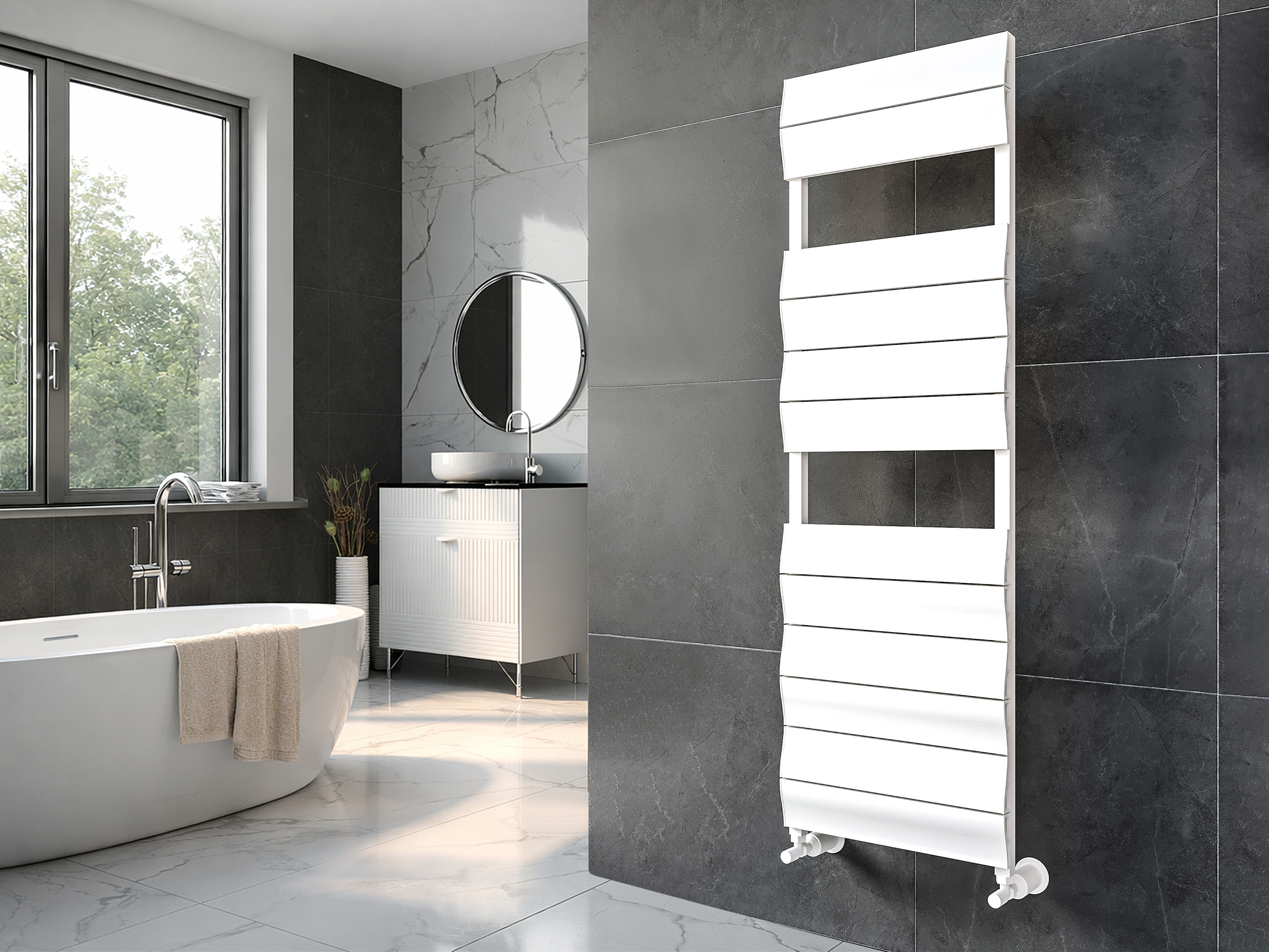 Uscător de prosoape de design LOJIMAX colecția LIA 1000x600 mm, Alb