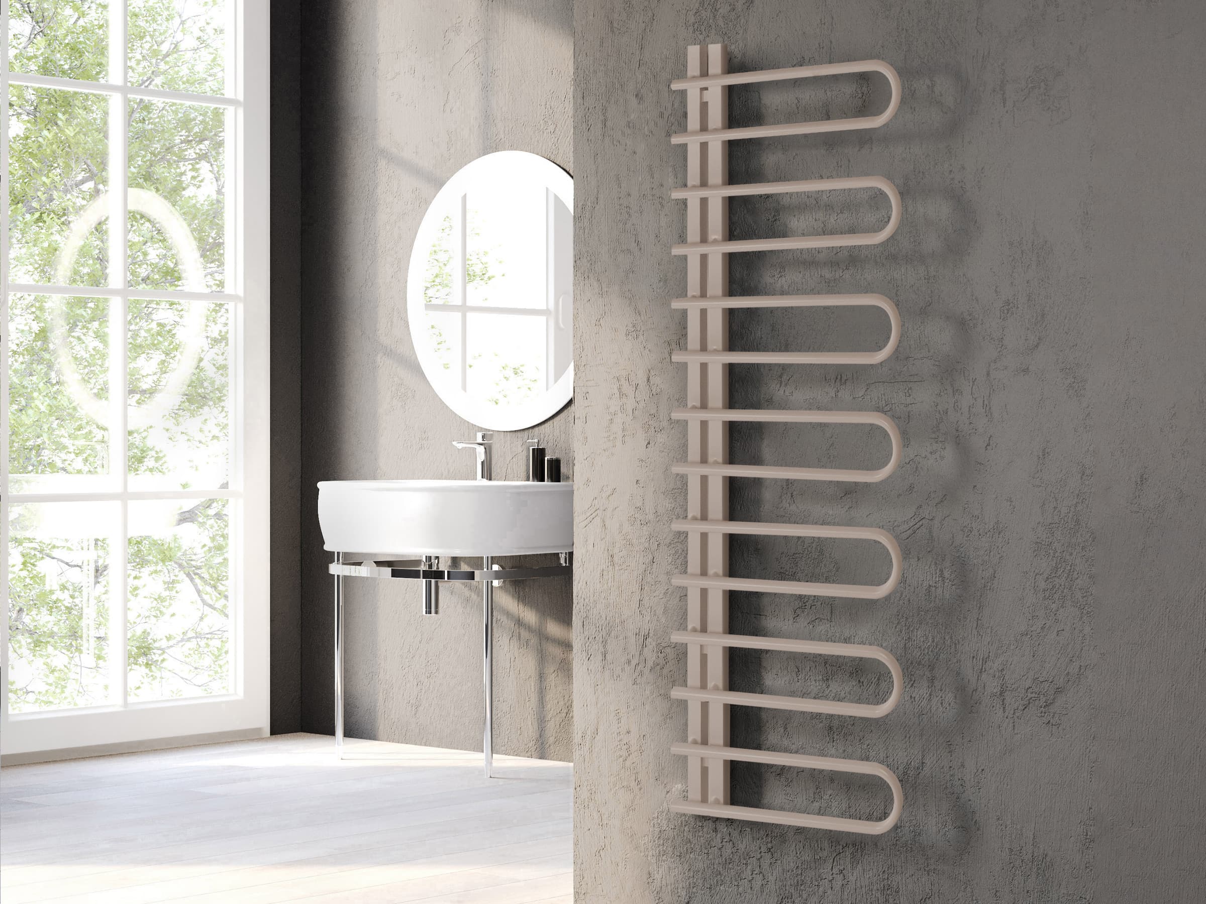 Дизайнерский полотенцесушитель LOJIMAX, коллекция CORTE Высота 400 мм. Ширина 500 мм. RAL матовый kiwi