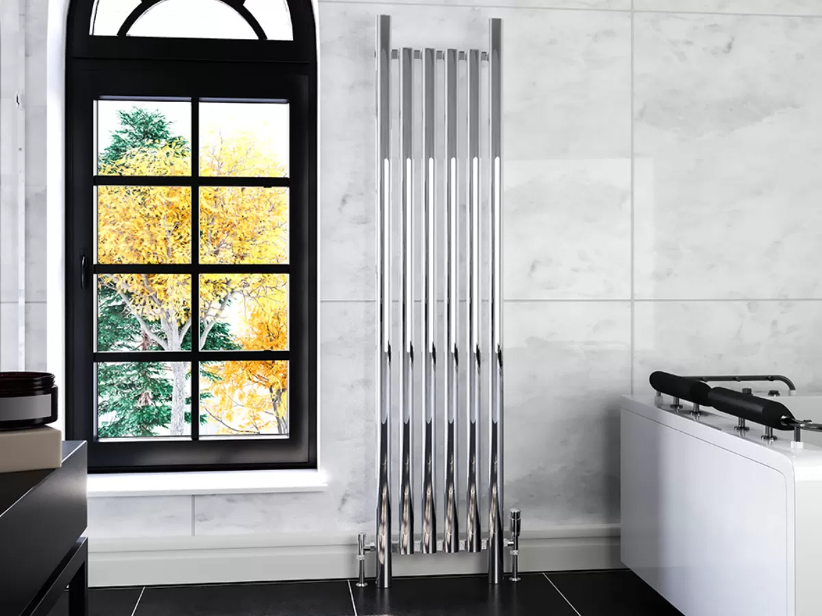 FLOOR STANDING ALUMINUM RADIATOR ROBA LUX inaltimea 1800 mm. latimea 330 mm. negru mat
