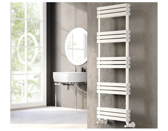 Uscător de prosoape decorativ LOJIMAX, colecția QUARTZ Lățime 400 mm. Înălțime 500 mm. alb mat