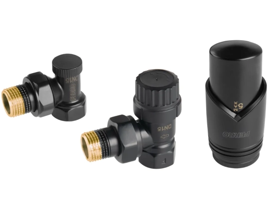 Robinet cal colt Ferro set 1/2' tur+retur negru + cap termo