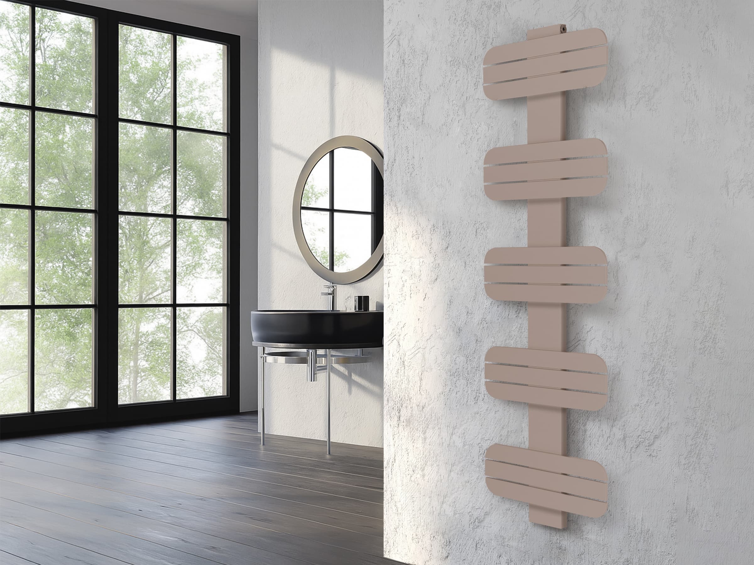 Дизайнерский полотенцесушитель LOJIMAX, коллекция DOSIA Высота 250 мм. Ширина 400 мм. RAL матовый kiwi