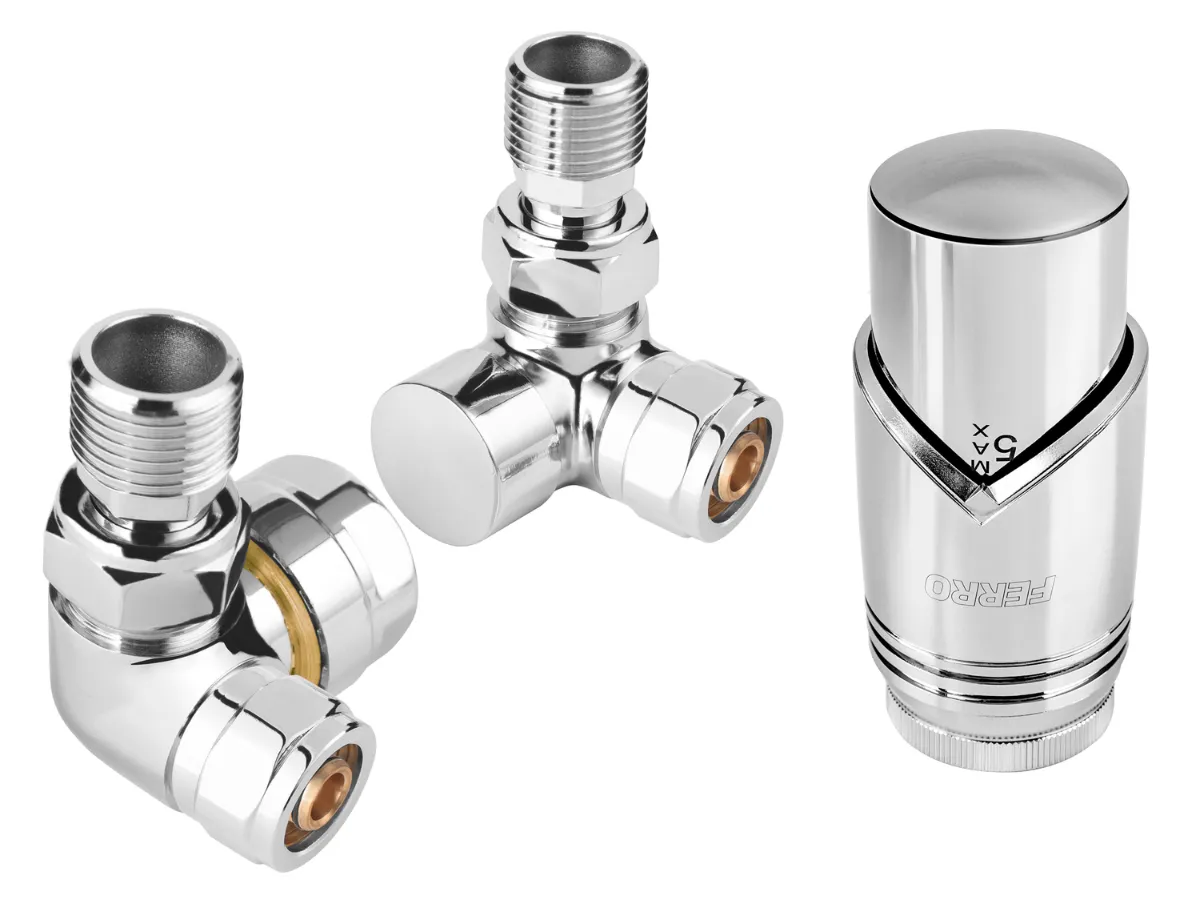 Robinet cal axiali Ferro 16*2 tur+retur Chrome + cap termo
