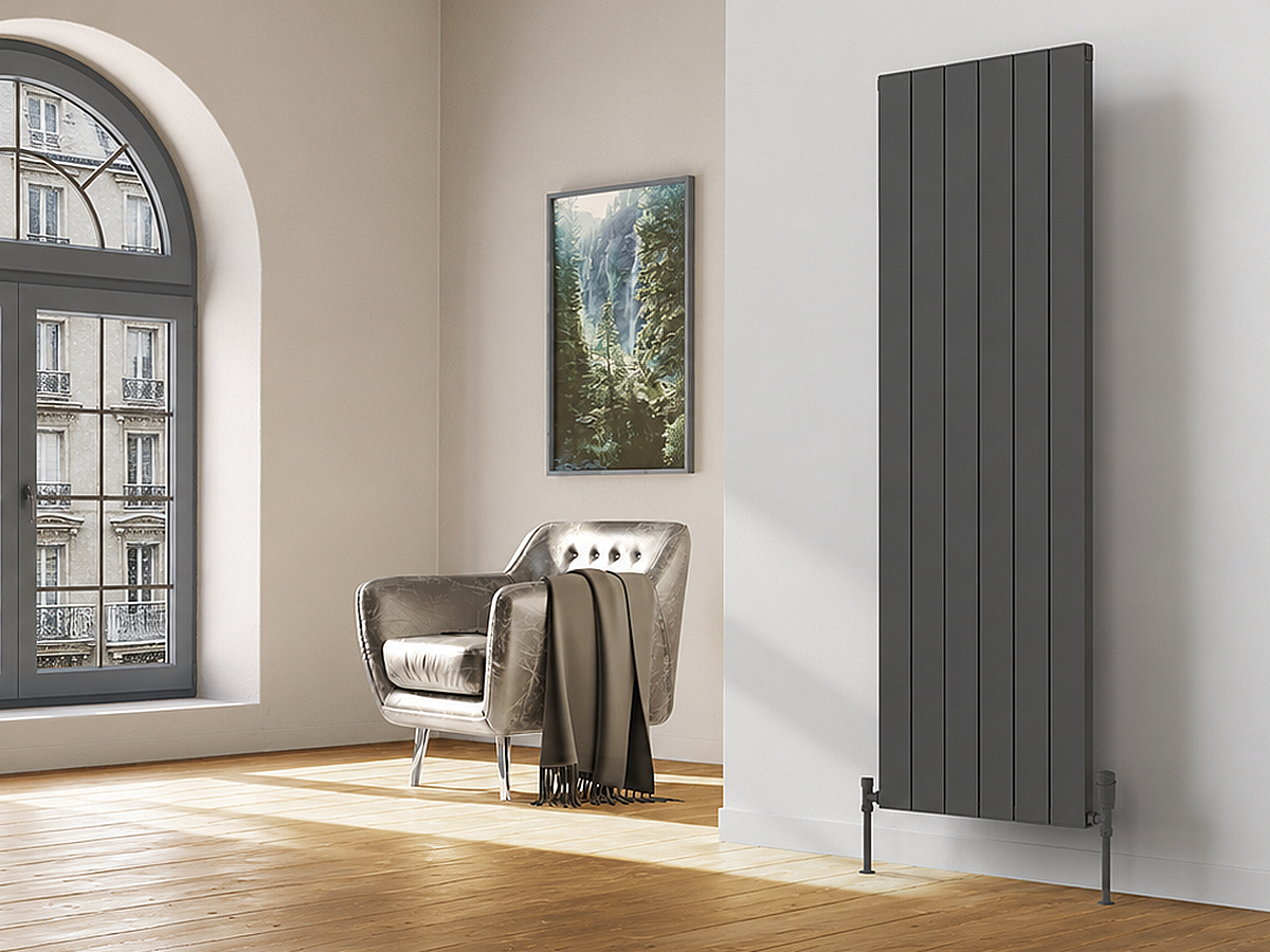 Дизайнерский радиатор LOJIMAX коллекция FLAT 1600x394 мм, Антрацит 