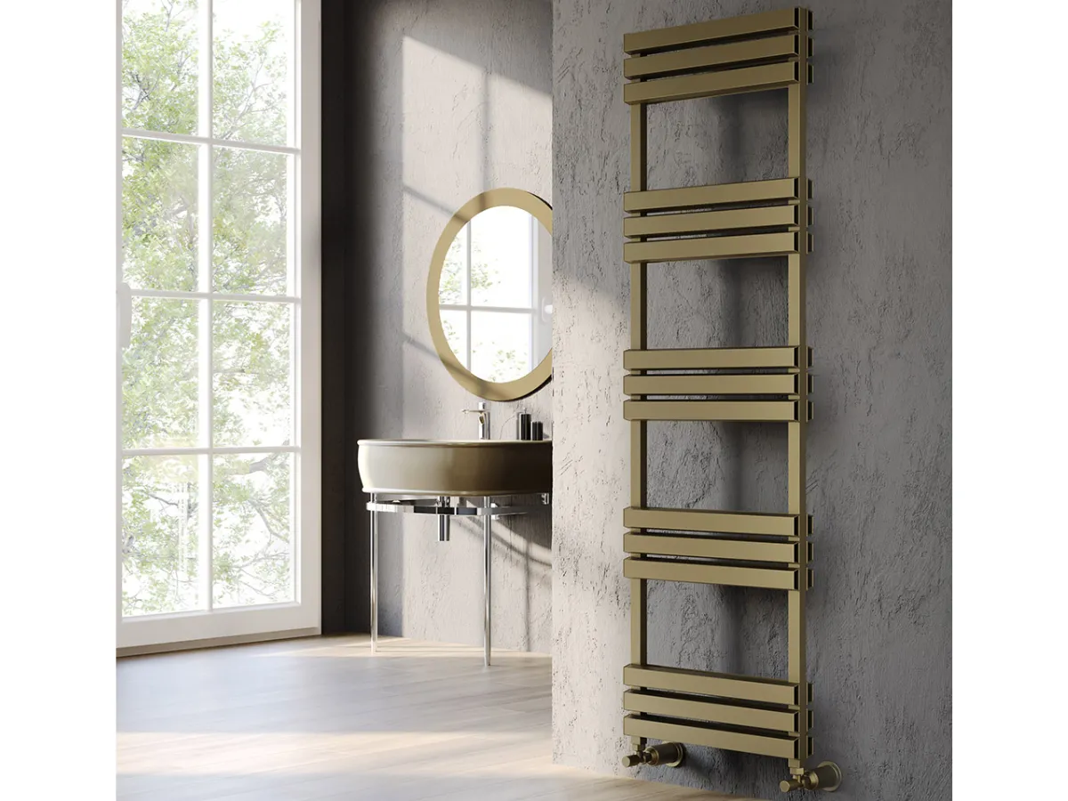 Uscător de prosoape decorativ LOJIMAX, colecția SORTE DOUBLE Lățime 600 mm. Înălțime 1700 mm. alb mat