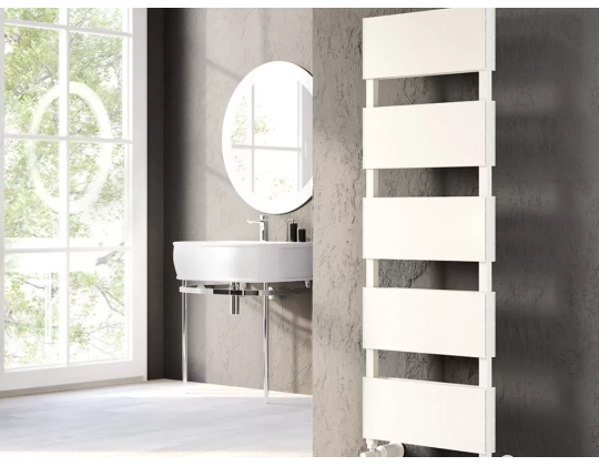 Uscător de prosoape decorativ LOJIMAX, colecția LORA DOUBLE Lățime 400 mm. Înălțime 515 mm. alb mat