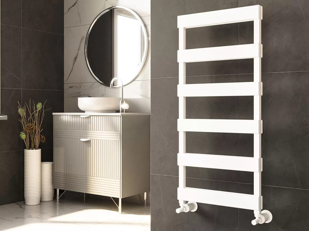 Uscător de prosoape decorativ LOJIMAX, colecția ZEUS DOUBLE STYLE Lățime 300 mm. Înălțime 570 mm. alb mat
